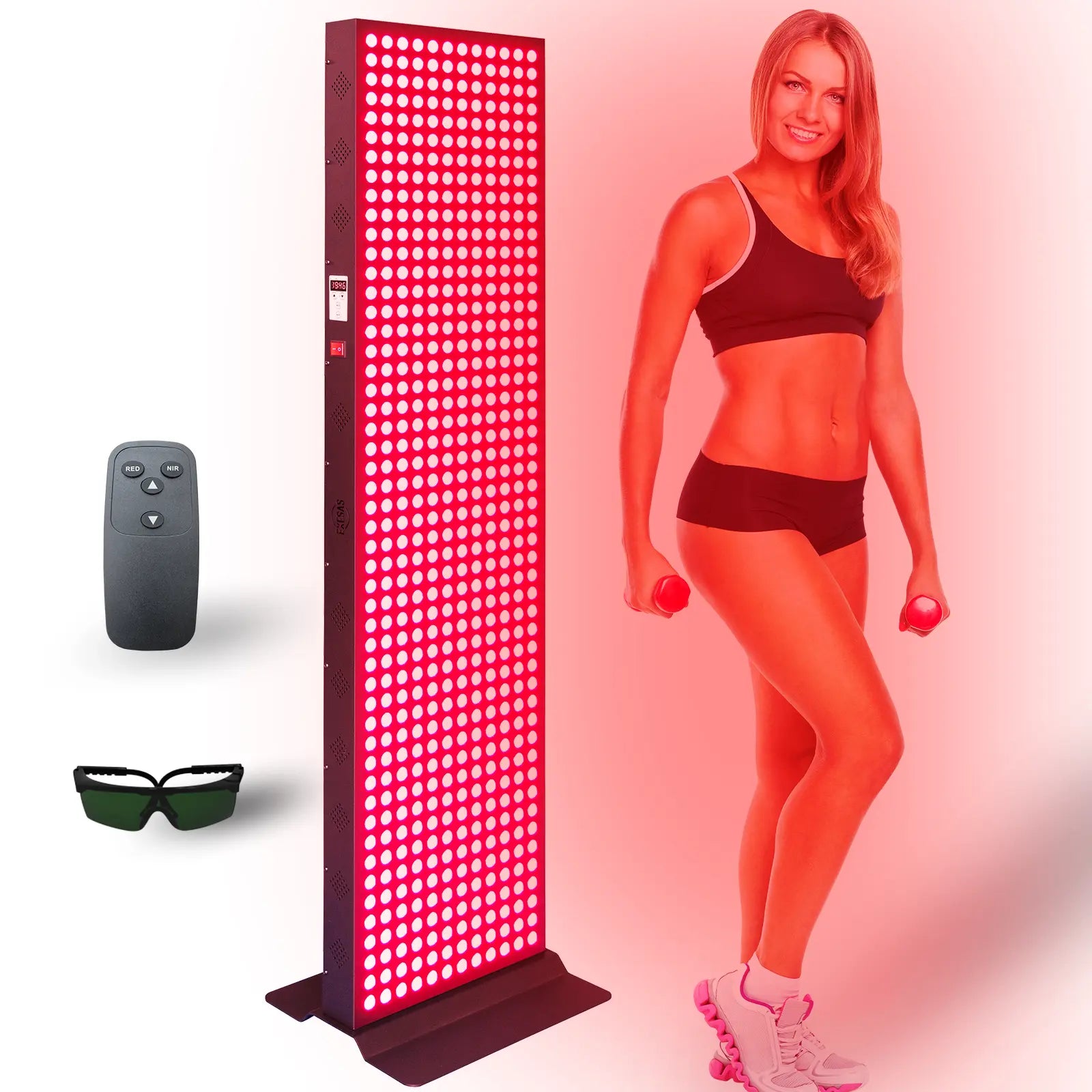EXESAS  600 LED, 3000W Dual-Chip, Red Light Therapy Device for Full Body, 4-Wavelengths Infrared LED Panel for Skin, Weight, Pain, Wellness EXESAS