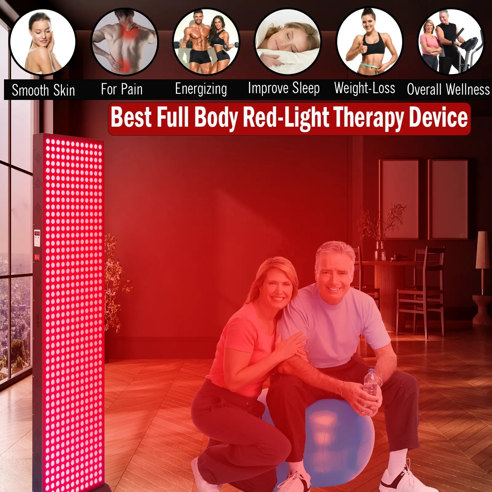 EXESAS  600 LED, 3000W Dual-Chip, Red Light Therapy Device for Full Body, 4-Wavelengths Infrared LED Panel for Skin, Weight, Pain, Wellness EXESAS