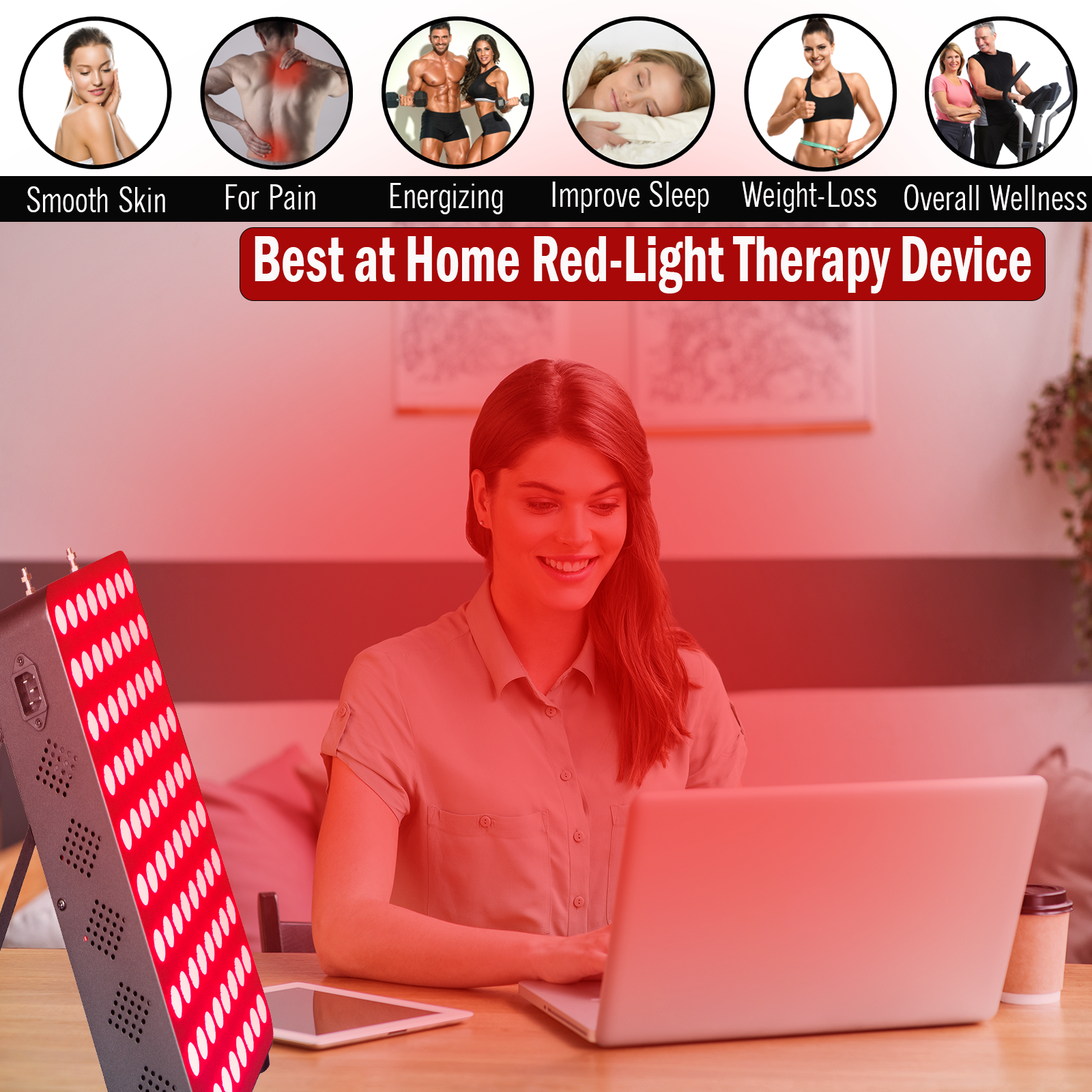 EXESAS 80 LED, 400W Dual-Chip, Red Light Therapy Device for Full Body 660nm & 850nm Infrared LED Panel for Beautiful Skin, Weight & Pain Management EXESAS