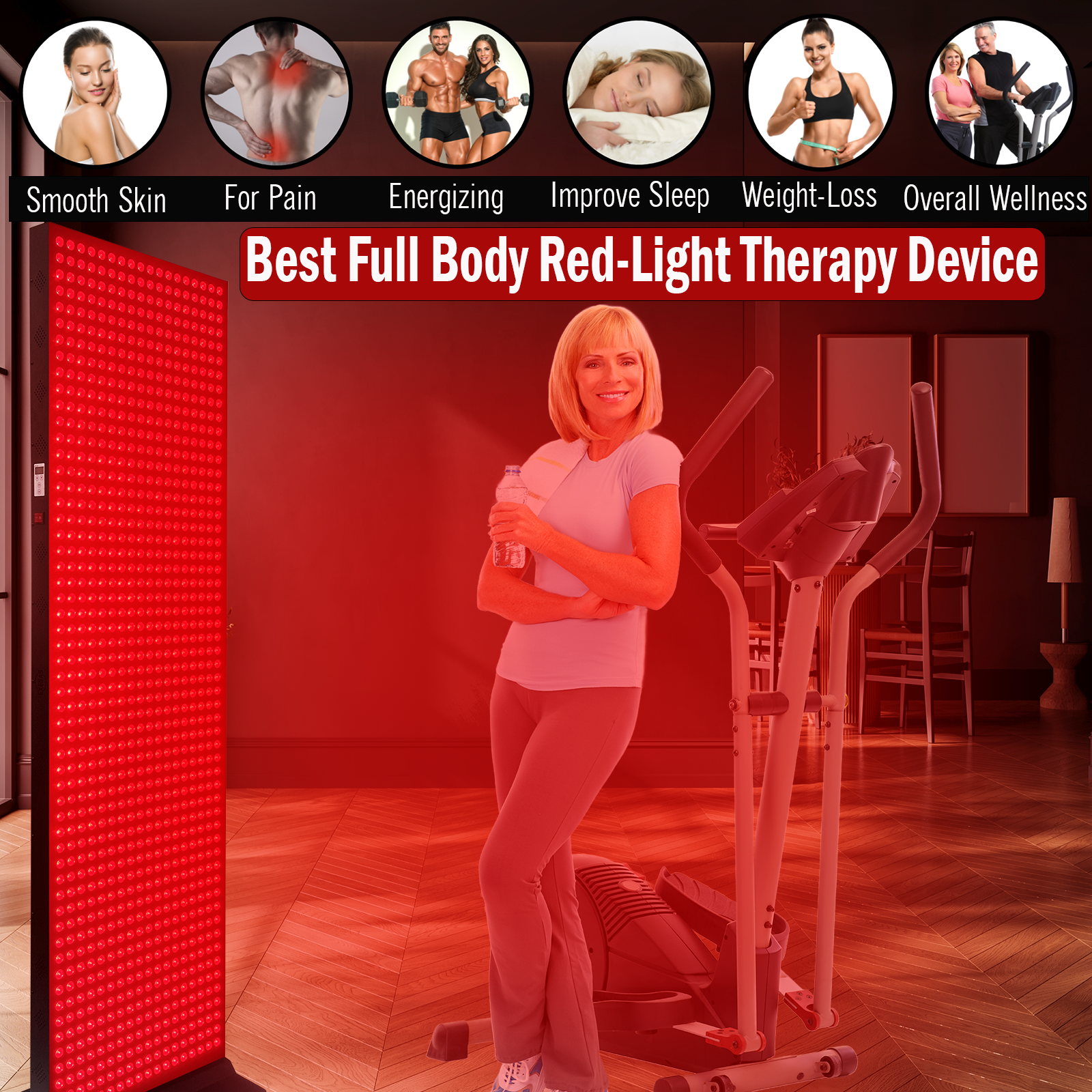 EXESAS    1008 LED, 5040W Dual-Chip, Red Light Therapy Device for Full Body, 4-Wavelengths Infrared LED Panel for Skin, Weight, Pain, Wellness EXESAS