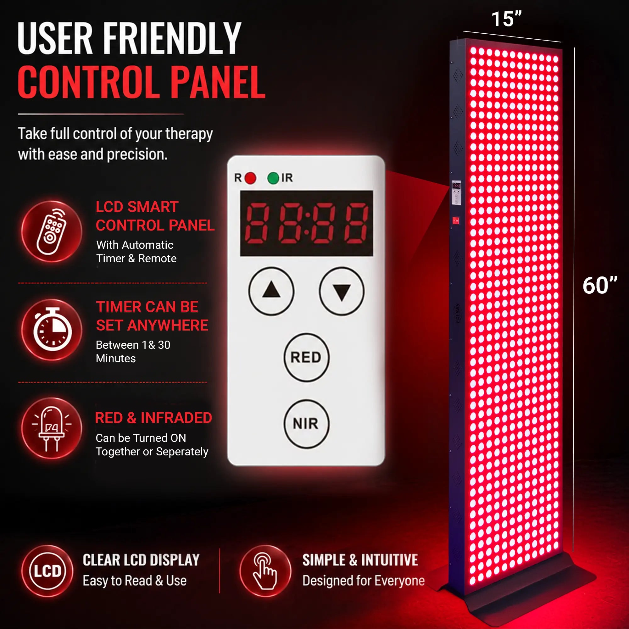 EXESAS  600 LED, 3000W Dual-Chip, Red Light Therapy Device for Full Body, 4-Wavelengths Infrared LED Panel for Skin, Weight, Pain, Wellness EXESAS
