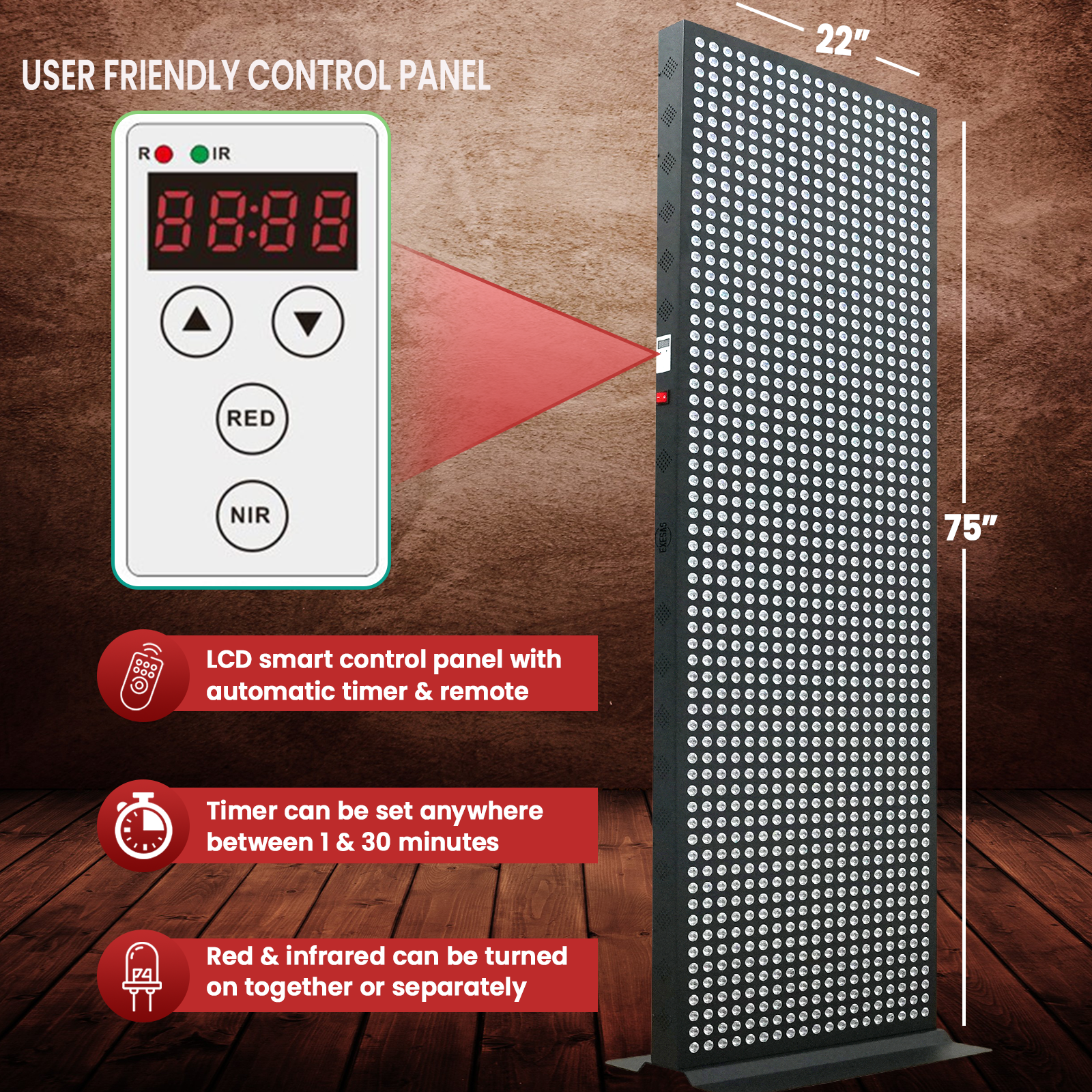 EXESAS     1216 LED, 6080W Dual-Chip, Red Light Therapy Device for Full Body, 4-Wavelengths Infrared LED Panel for Skin, Weight, Pain, Wellness EXESAS
