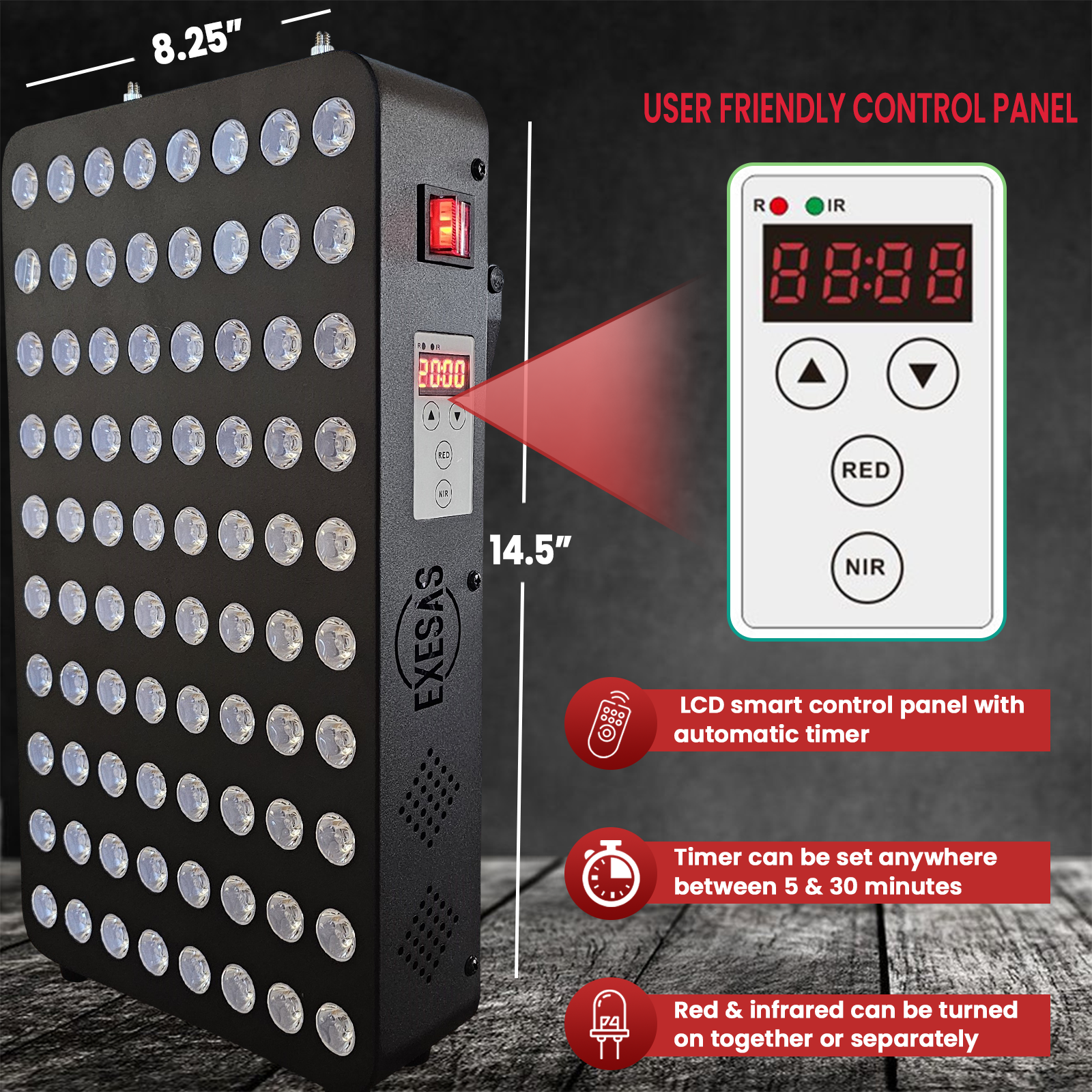 EXESAS 80 LED, 400W Dual-Chip, Red Light Therapy Device for Full Body 660nm & 850nm Infrared LED Panel for Beautiful Skin, Weight & Pain Management EXESAS
