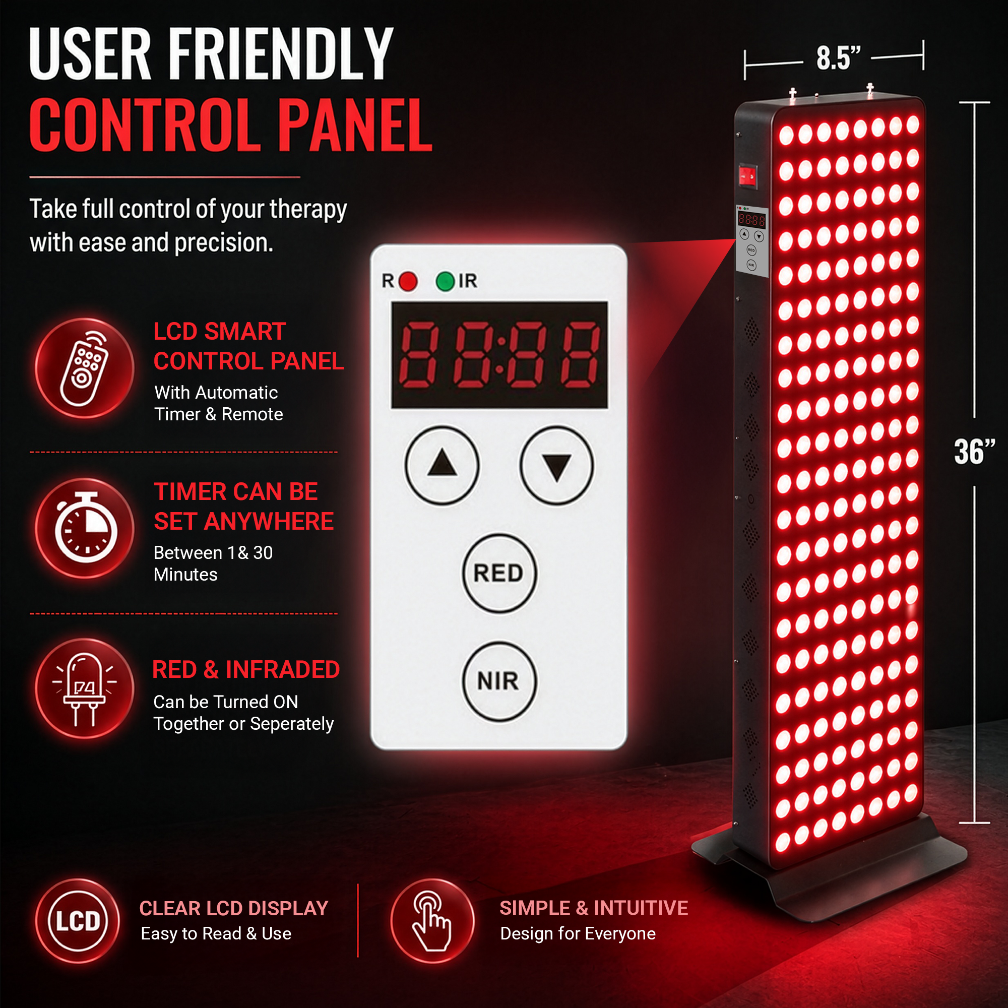 EXESAS 200 LED, 1000W Dual-Chip, Red Light Therapy Device for Full Body, 4-Wavelengths Infrared LED Panel for Skin, Weight, Pain, Wellness EXESAS