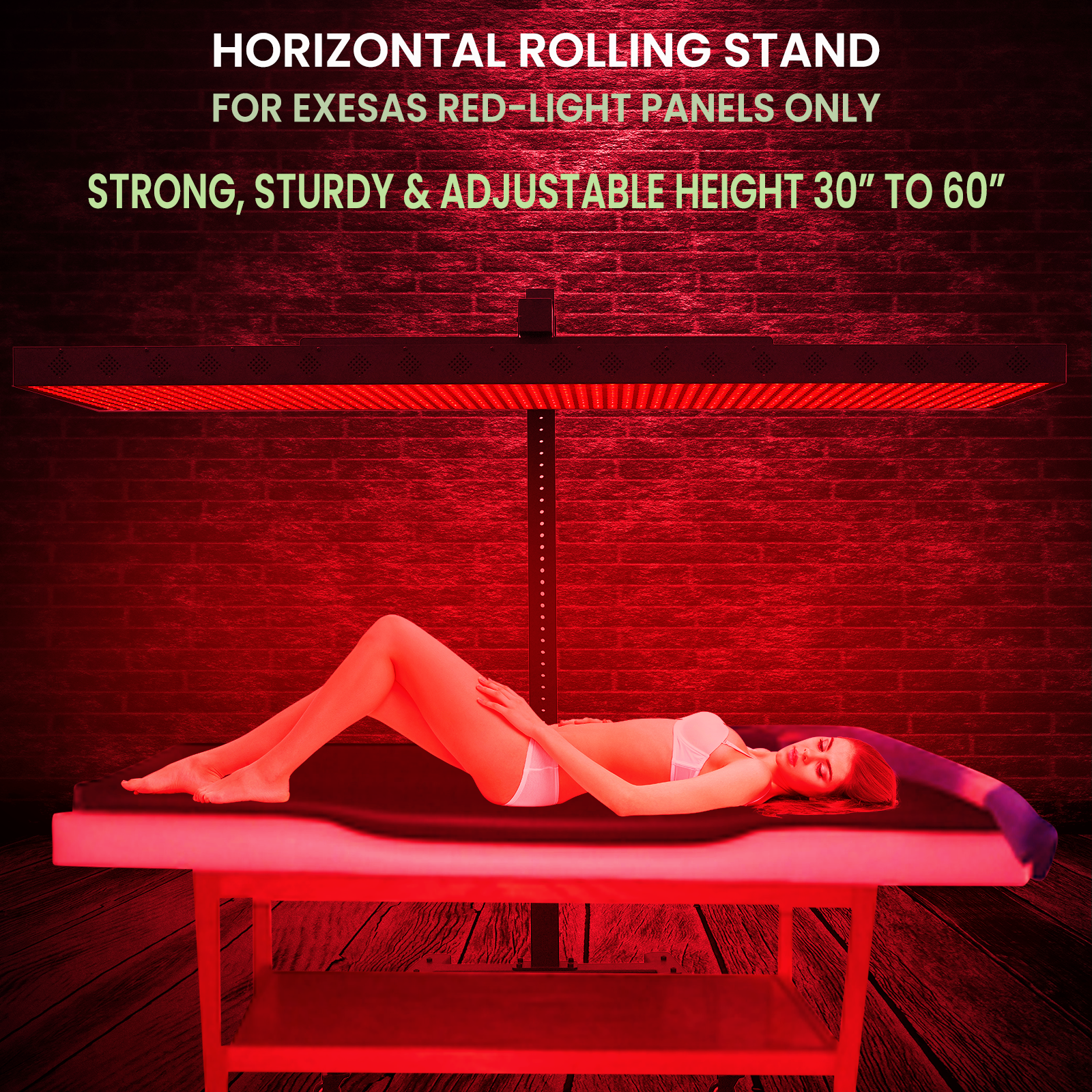 Horizontal  Rolling Stand for EXESAS Red Light Therapy Panels, Compatible only with EXESAS Panels. (Stand Only, Panel Sold Separately) EXESAS