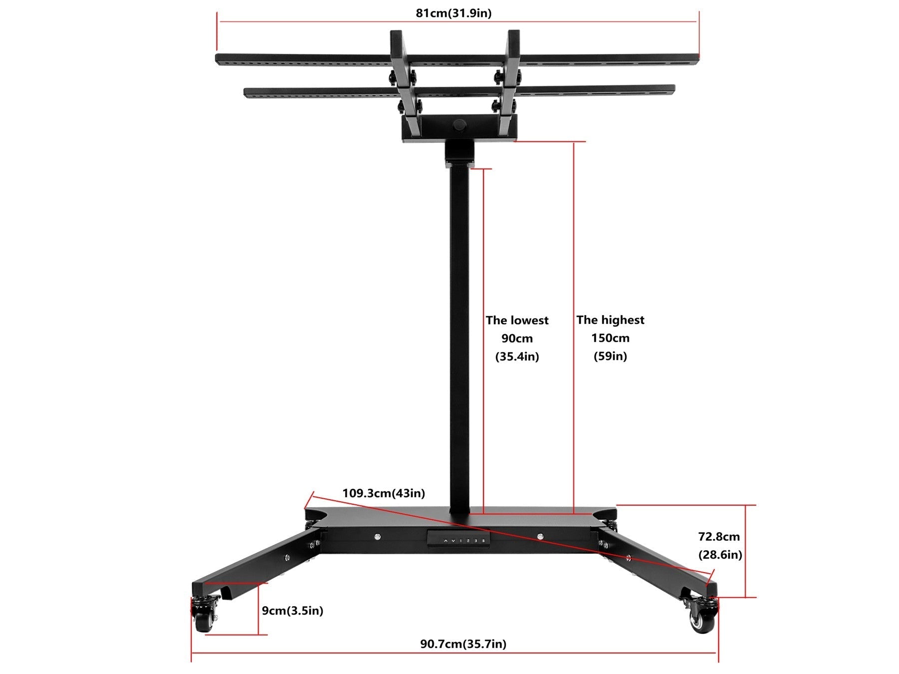 Horizontal/Vertical Powered Automatic Rolling Stand for EXESAS Red Light Therapy Panels, Auto Height Adjustment, (Panel Sold Separately) EXESAS